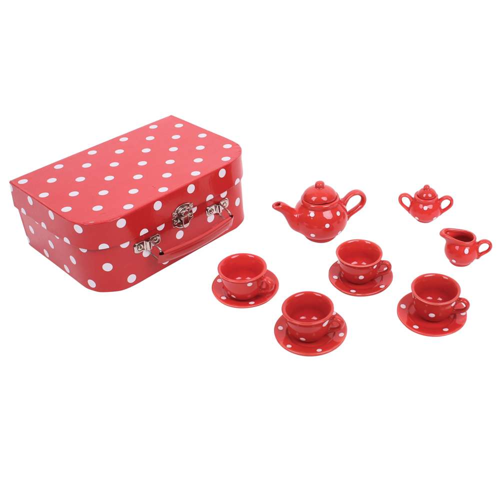 Red Polka Dot Porcelain Tea Set