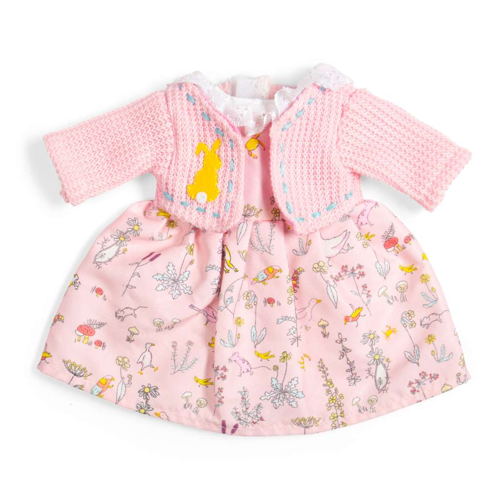 Wildlife Dress And Pink Cardigan - Medium