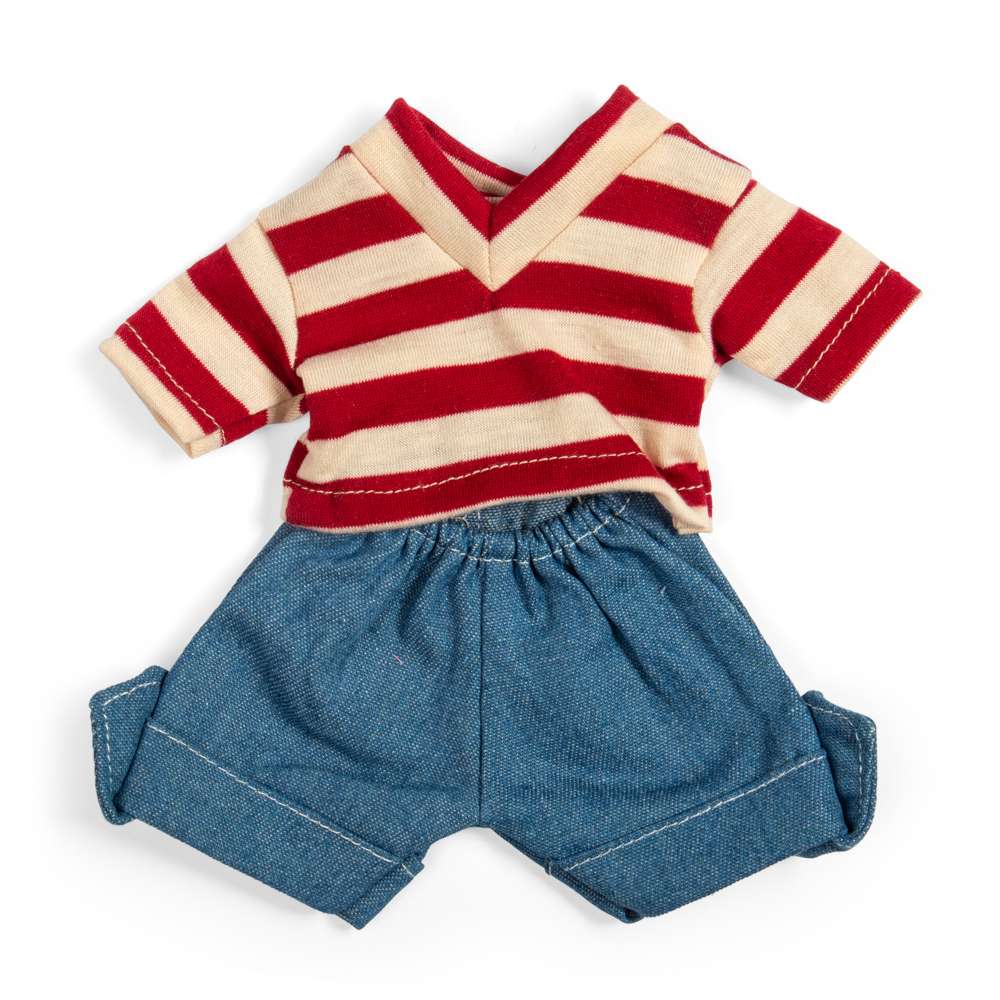 Denim Shorts And Red Striped Top - Small