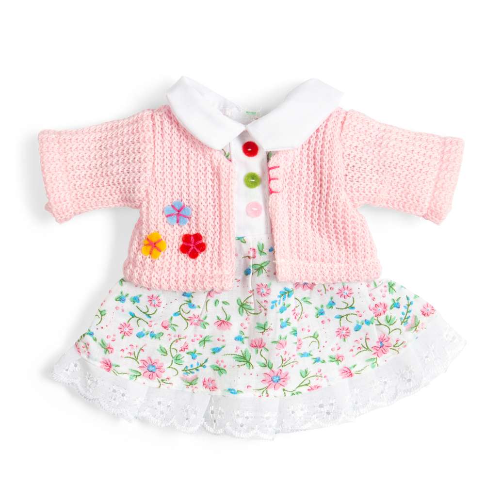 Floral Pink Dress And Cardigan - Small