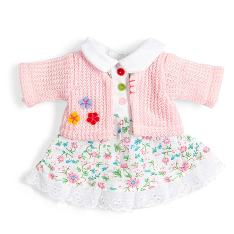Floral Pink Dress And Cardigan - Small