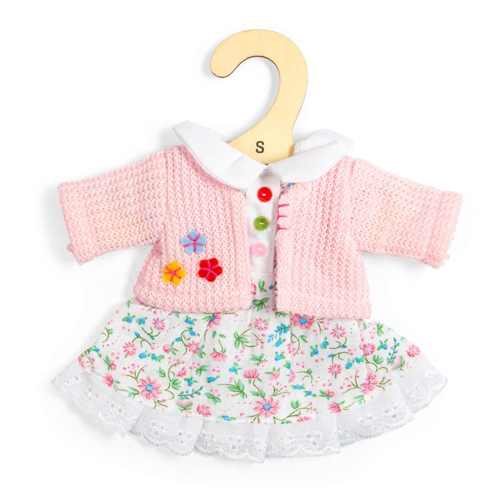 Floral Pink Dress And Cardigan - Small