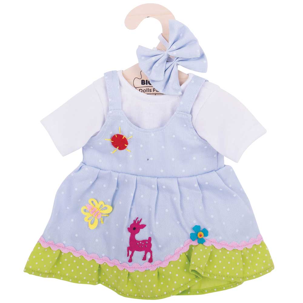 Blue Spotted Dress with Deer - Large